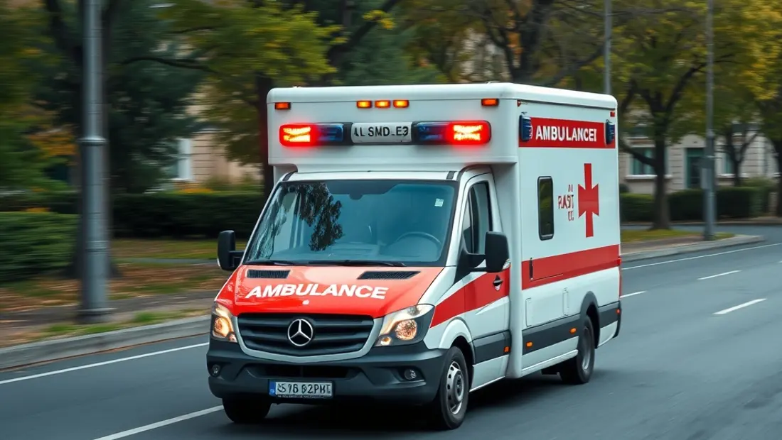 Ambulance en déplacement sur route