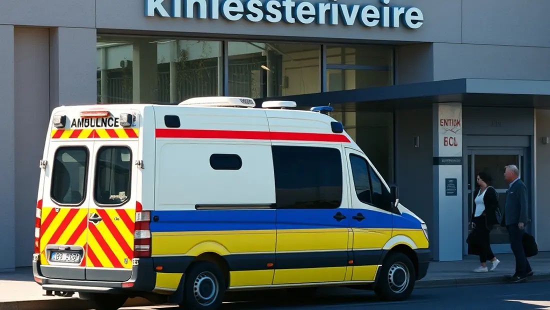 Ambulance devant un cabinet de kinésithérapie.