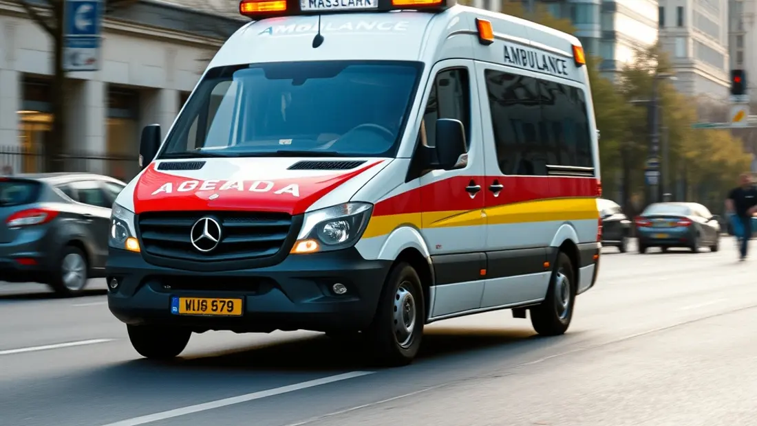 Ambulance type A en mouvement sur la route