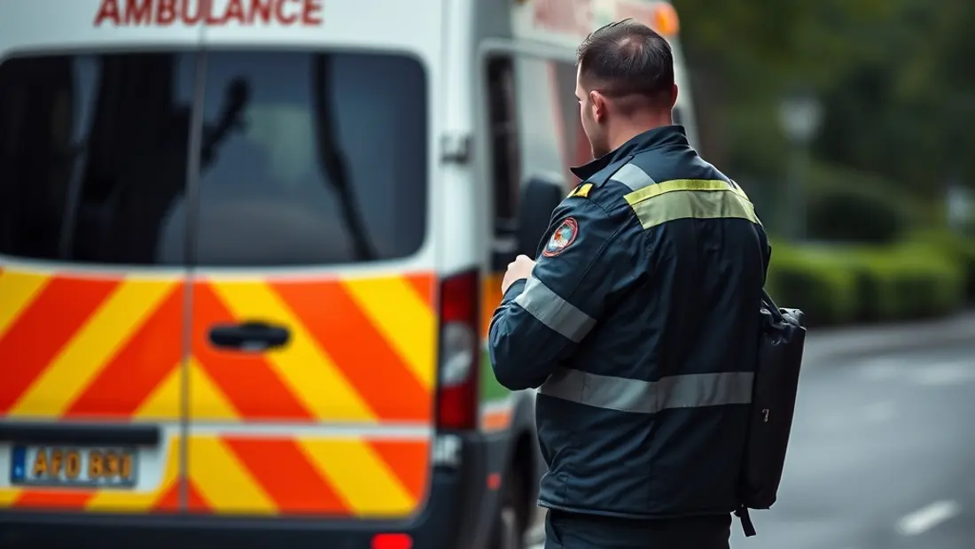 Ambulancier vérifie son horloge