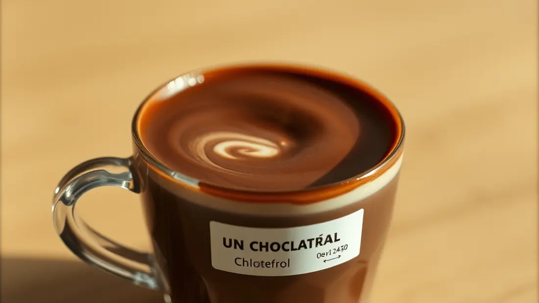 Un chocolat au lait avec une étiquette sur le cholestérol