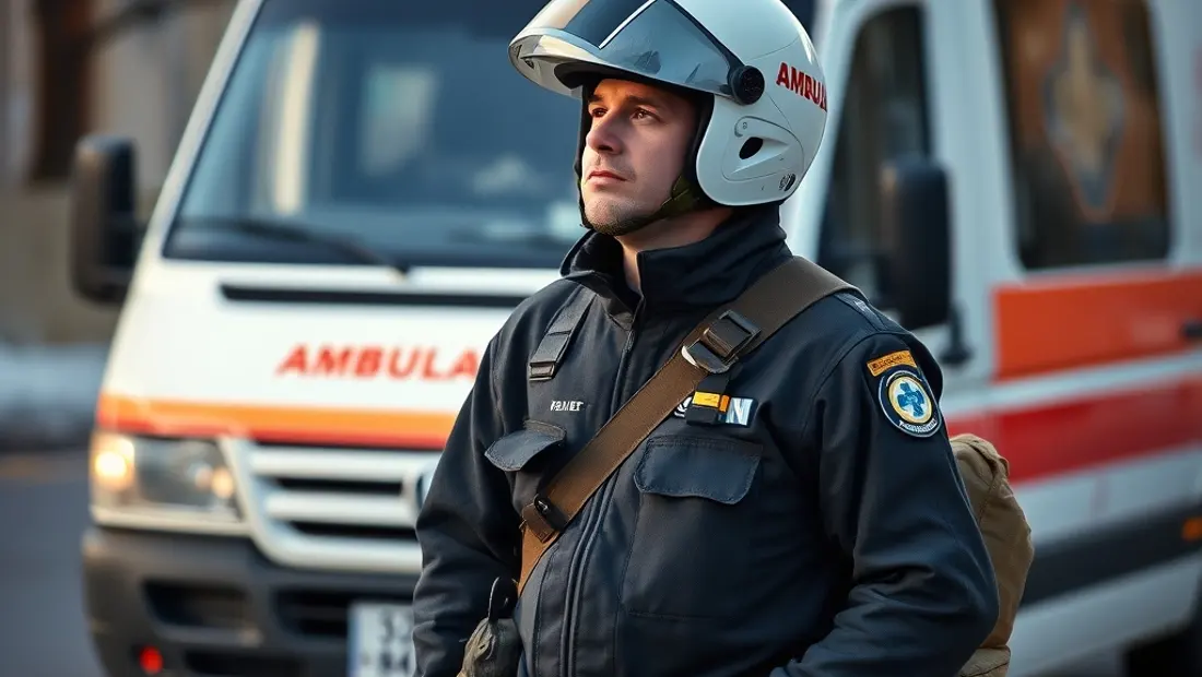 Ambulancier avec équipement de travail