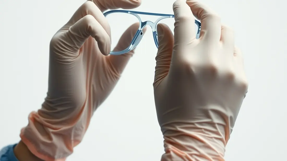 Mains en gants médicaux tenant un défibrillateur