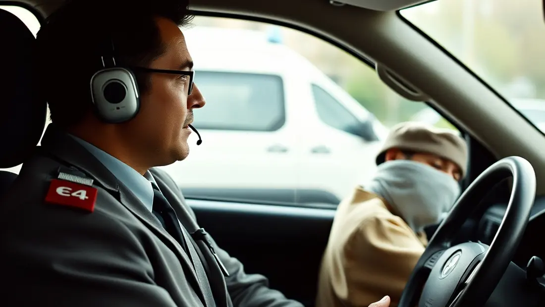 Conducteur de taxi ambulance et patient à bord.