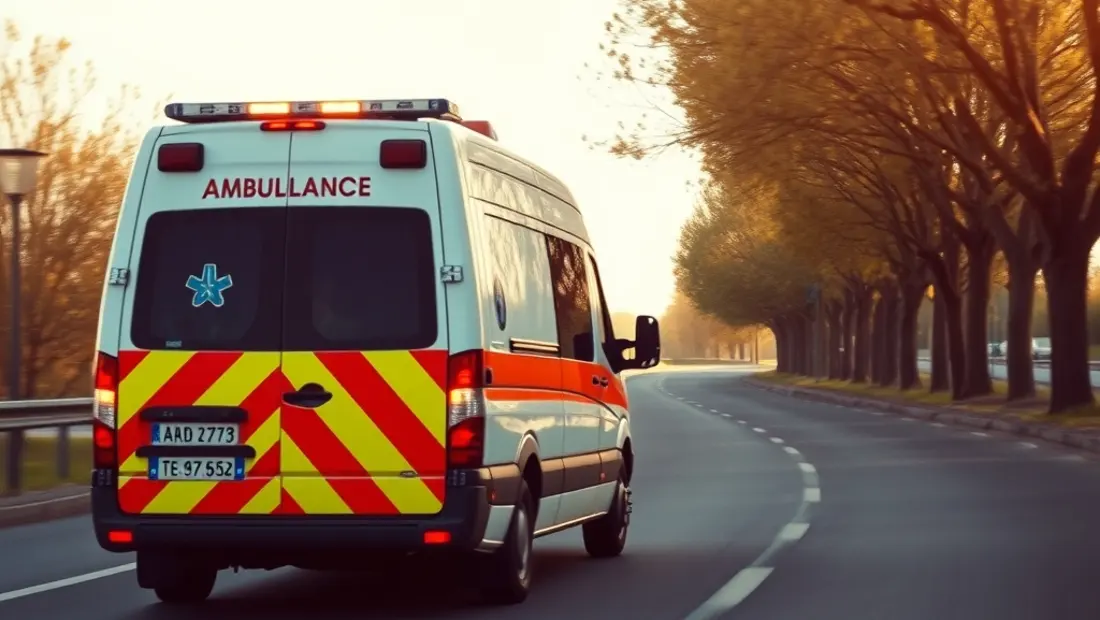 Ambulance en mouvement sur une route