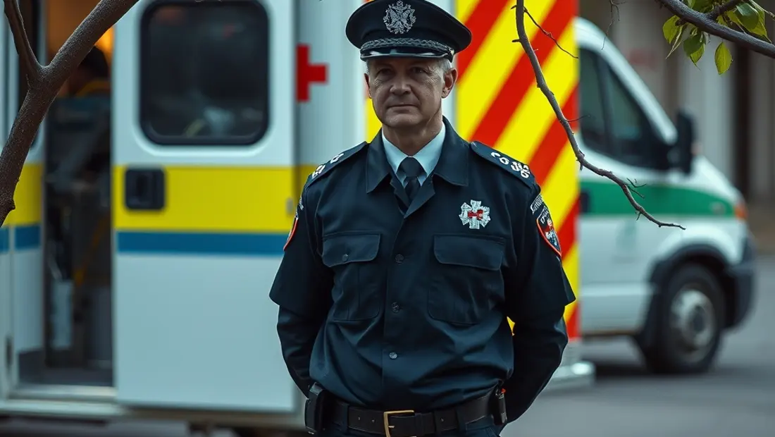 Infirmier devant une ambulance