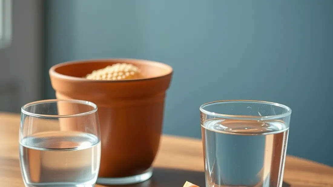 Graines de chia et fruits frais sur une table.