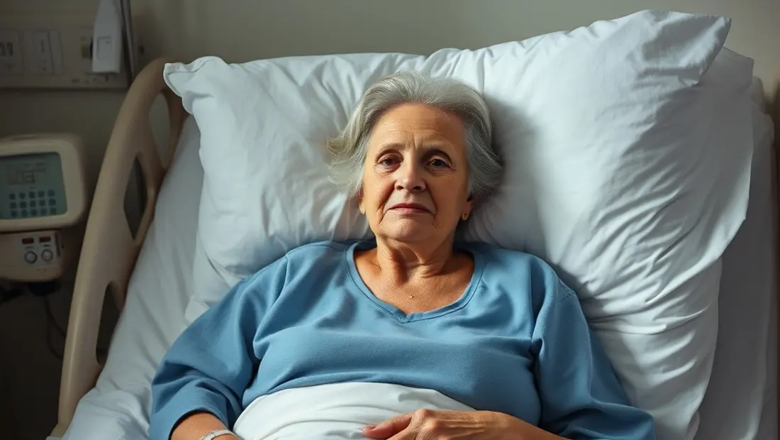 Une femme âgée en milieu hospitalier.