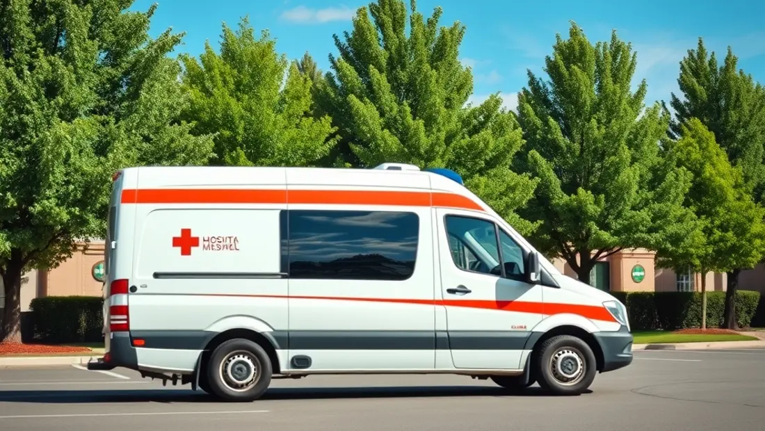 Ambulance en stationnement à l'hôpital.
