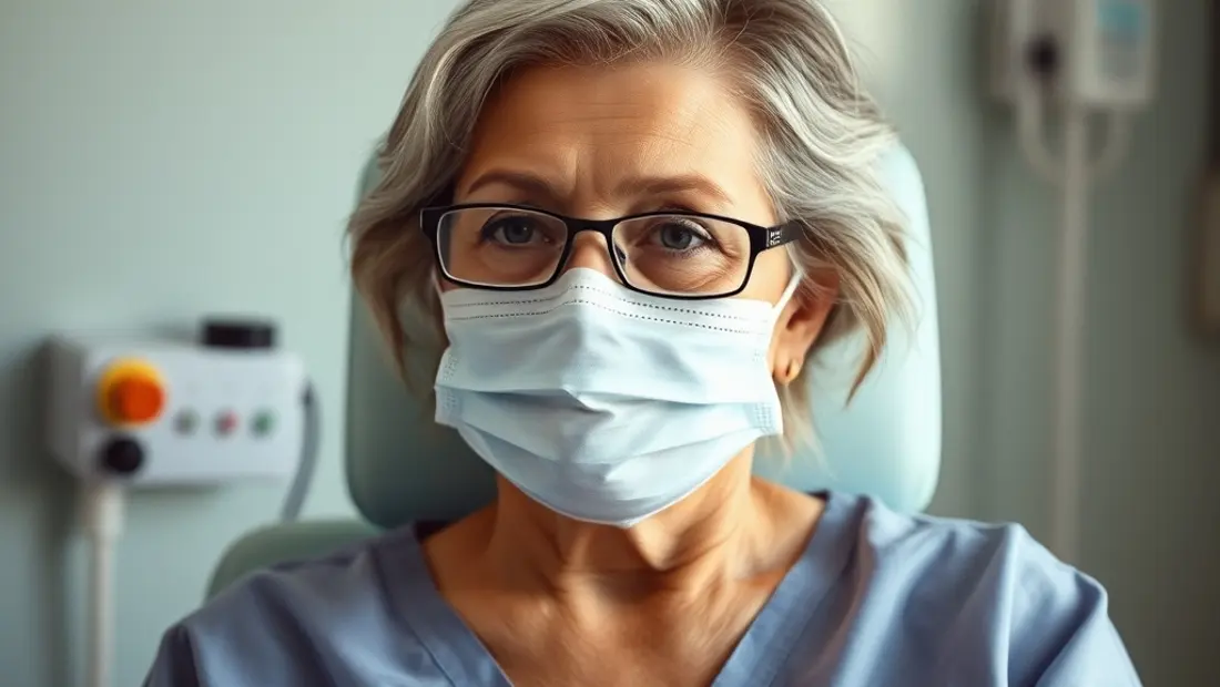 Femme pesant sa créatinine dans un cabinet médical