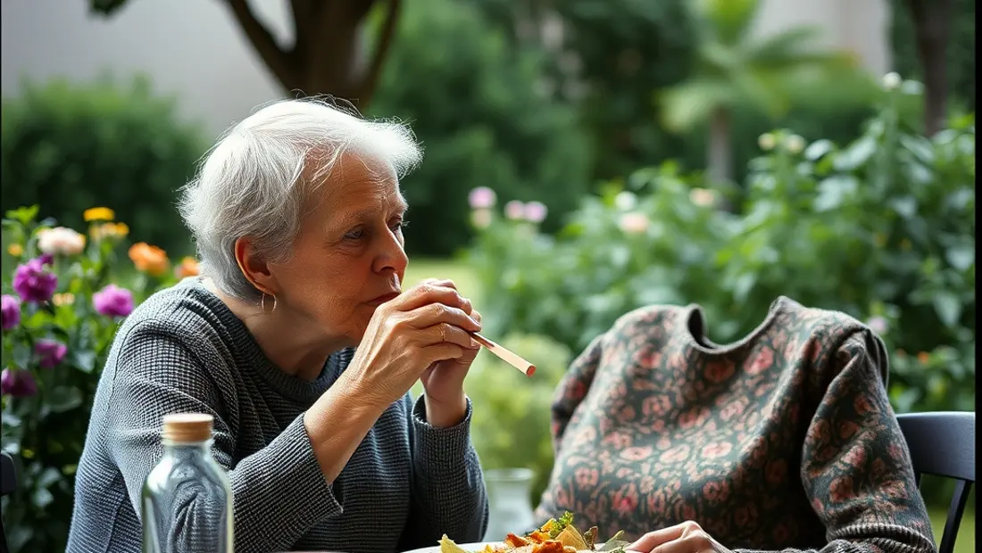 Personne âgée mangeant un repas