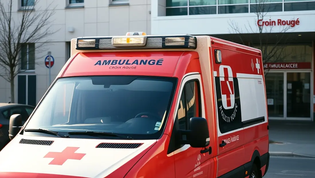 Ambulance en stationnement devant un hôpital