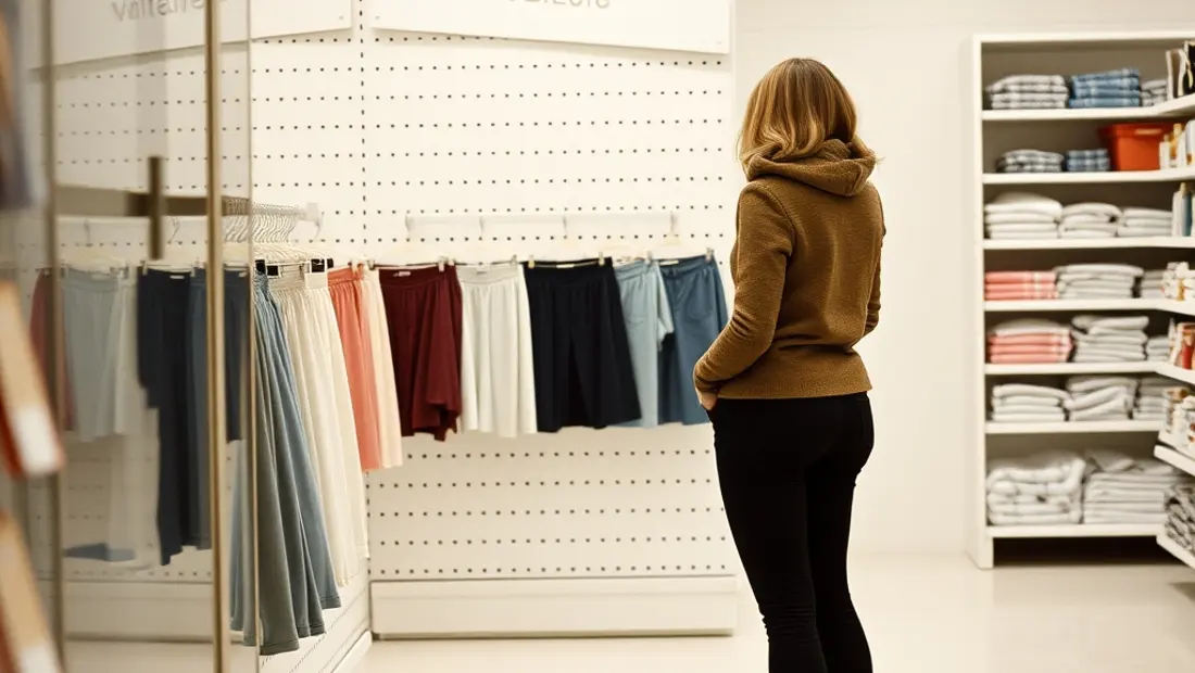 Femme regardant des vêtements