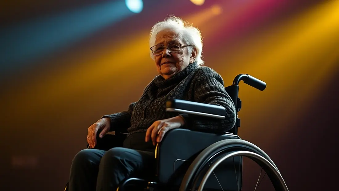 Personne âgée en fauteuil roulant sur scène