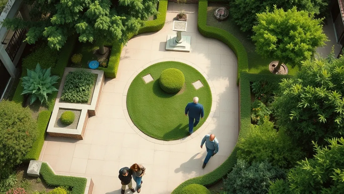 Vue aérienne d'un Ehpad avec jardin