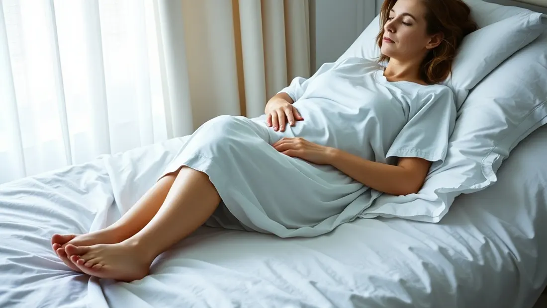 Patiente allongée sur un lit d'hôpital