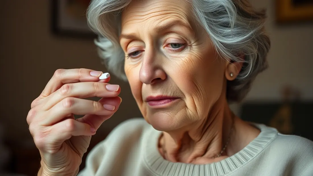 Femme âgée prenant un médicament