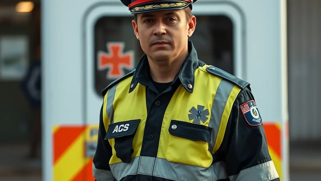 Ambulancier devant une ambulance
