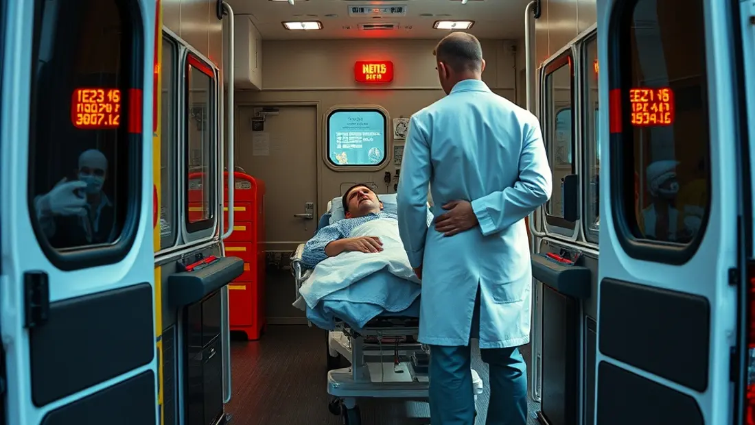 Transport de patient dans une ambulance.
