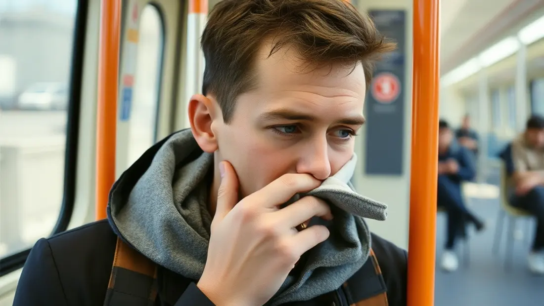 Une personne toussant dans un métro