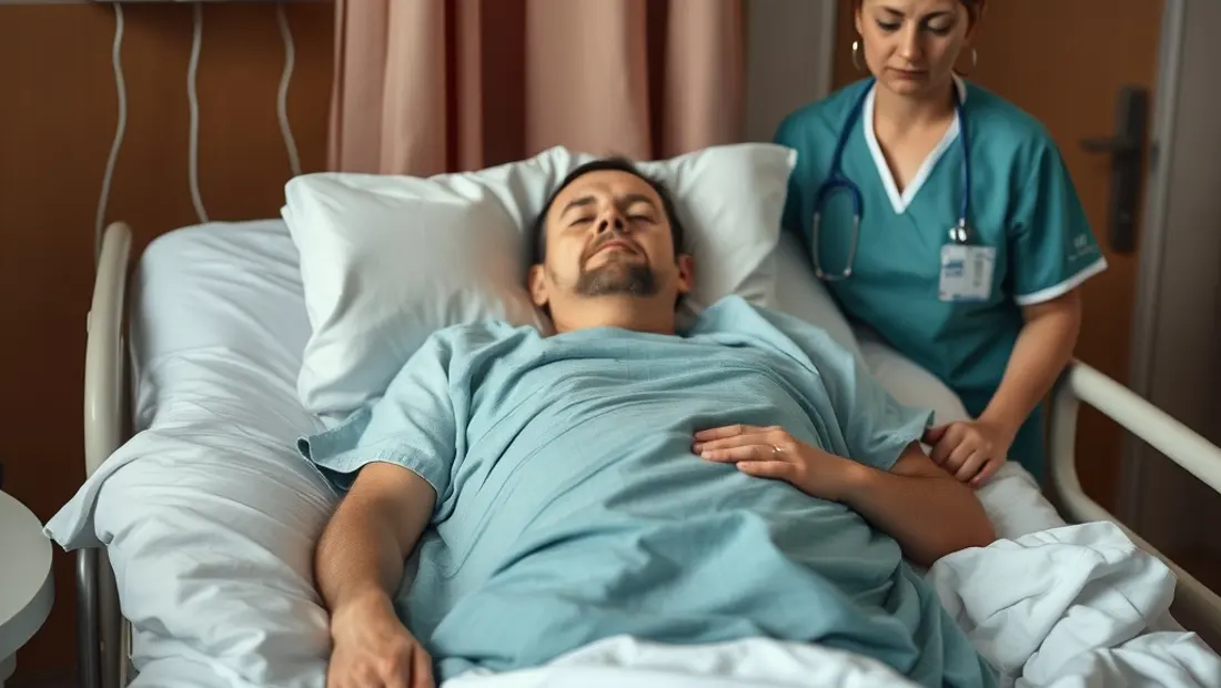 Personne avec des ventouses sur le dos dans un lit d'hôpital.