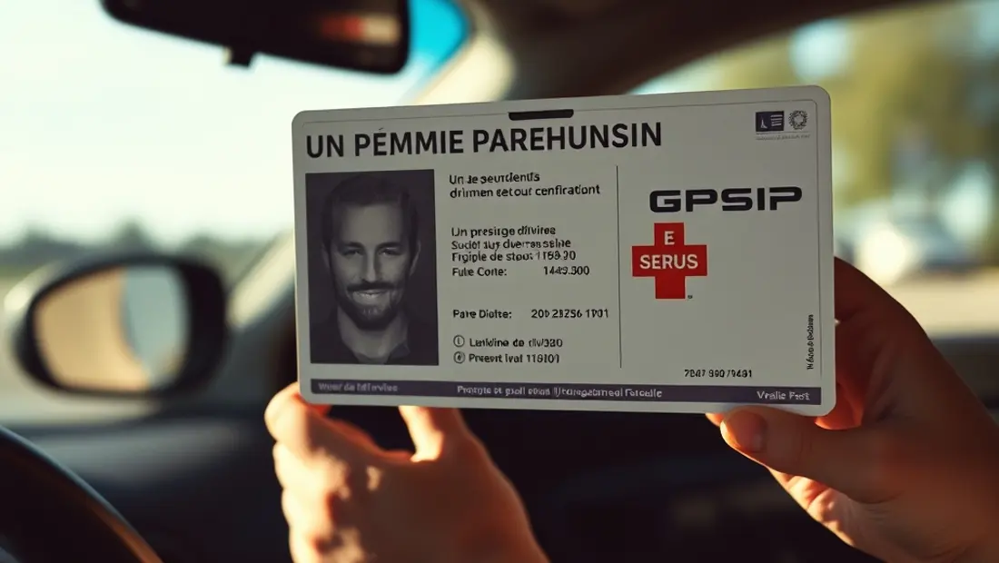 Permis de conduire pour secours avec vignette spécifique.