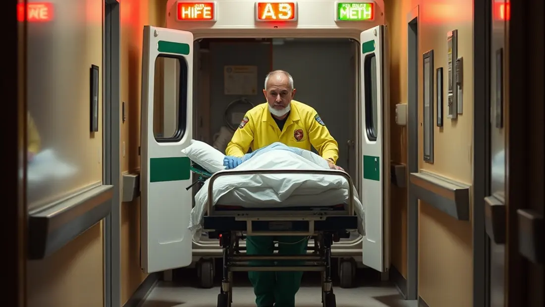 Ambulancier transportant un patient