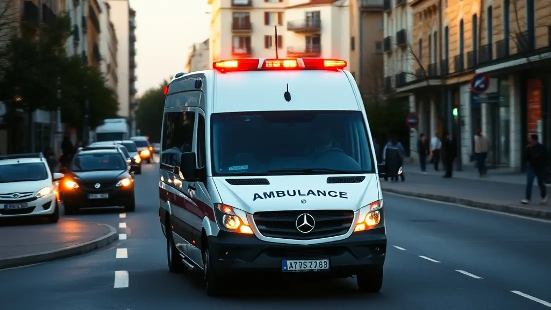 Ambulance en mouvement dans une ville