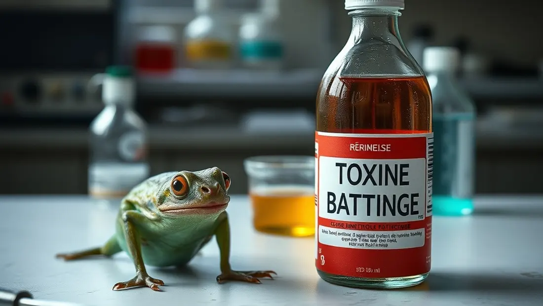 Seringue et toxine botulinique sur une table de laboratoire