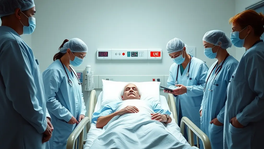 Équipe médicale autour d'un patient en salle d'urgence