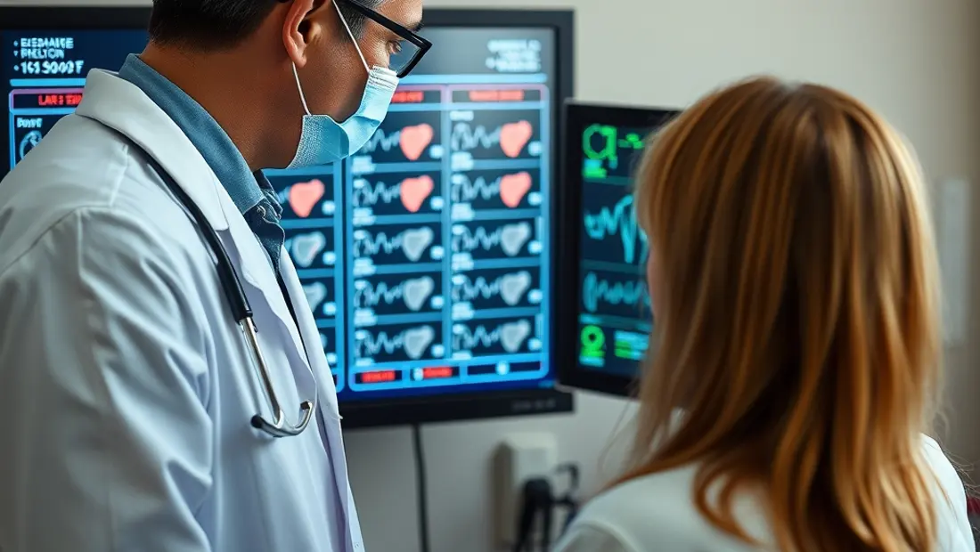 Médecin regardant des examens cardiaques sur un écran