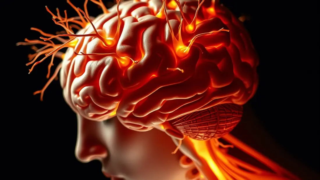 Cerveau humain en coupe avec neurones sains
