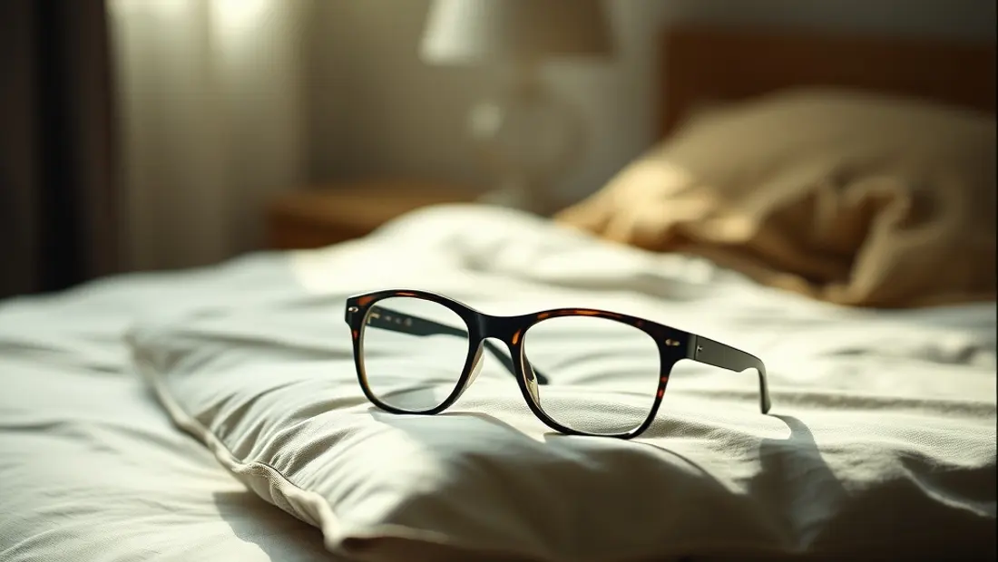 Lunettes sur un oreiller dans la nuit