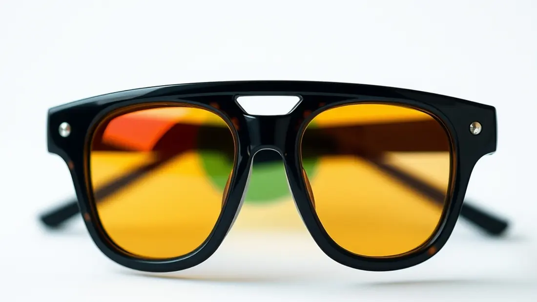Détail de lunettes avec lentilles colorées