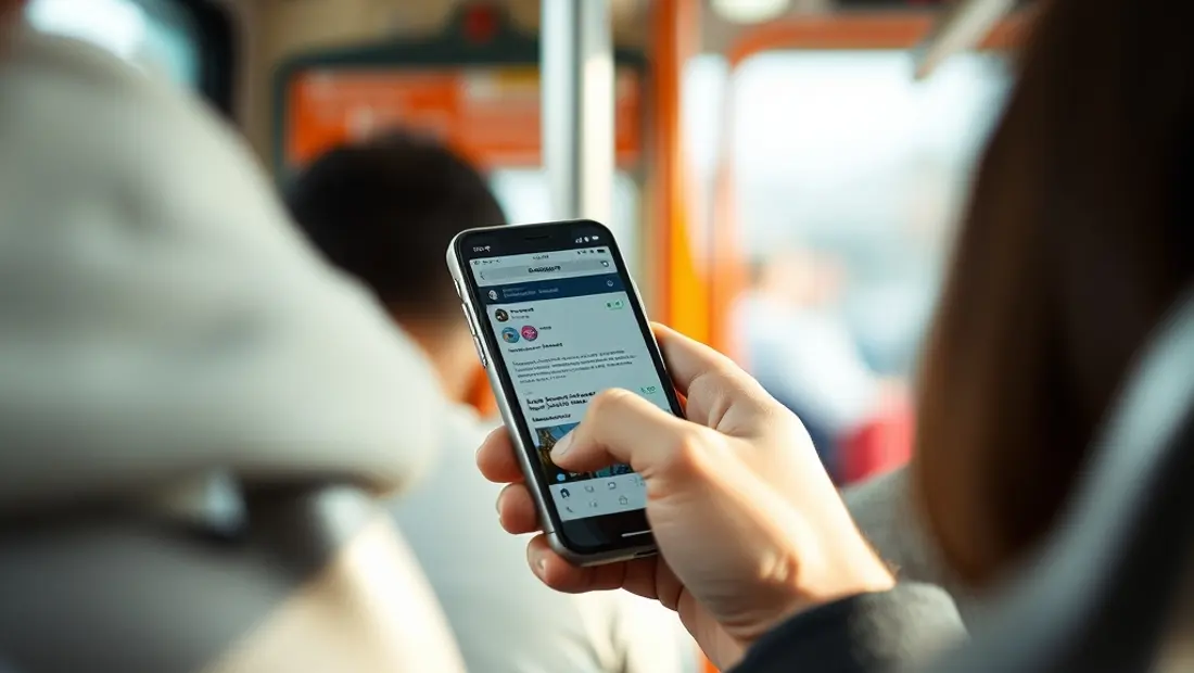 Un smartphone avec une page de réseaux sociaux