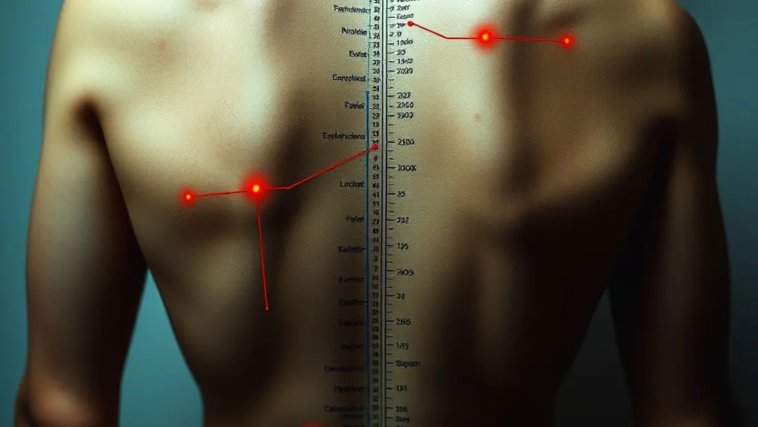 Carte du corps humain avec méridiens et points d'acupuncture.