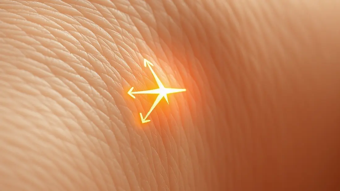Point d'acupuncture avec flèche.