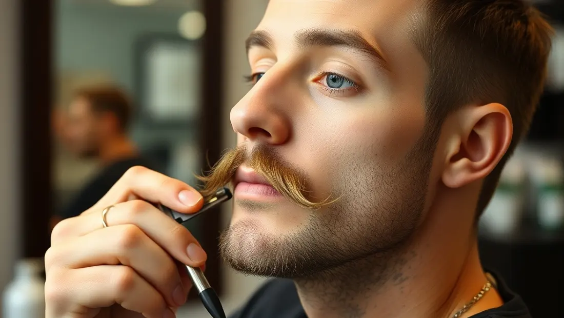Homme taillant sa moustache