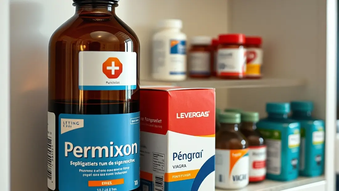 Médicaments sur une étagère de pharmacie