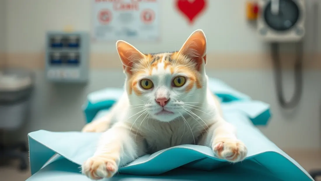Un chat blessé sur une table d'opération