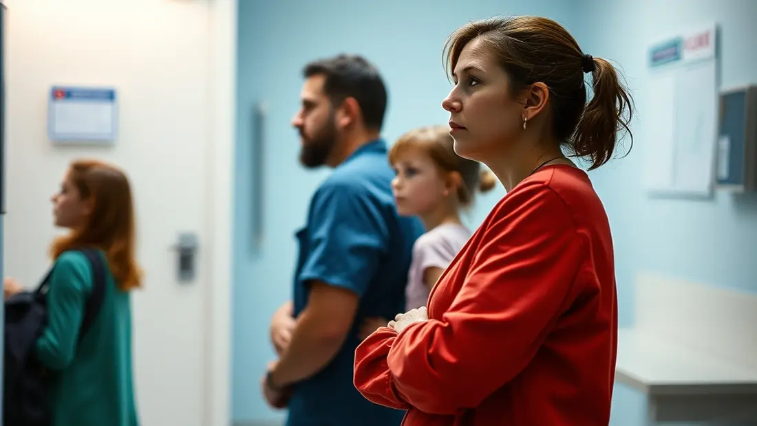 Une famille attendant dans un cabinet d'urgence