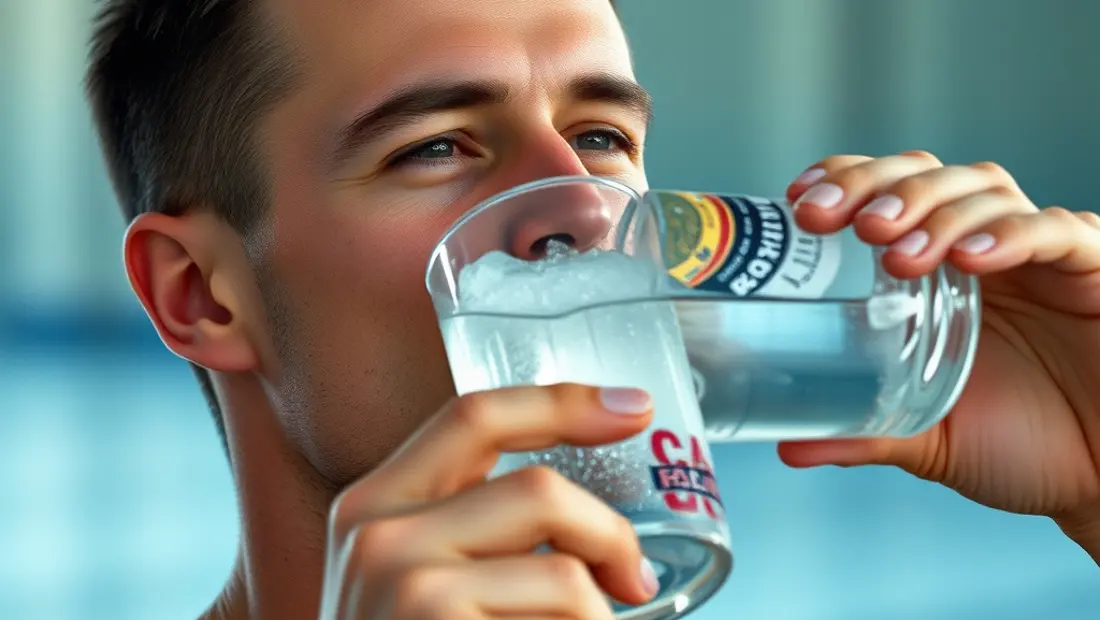 Homme buvant de l'eau froide après l'exercice.