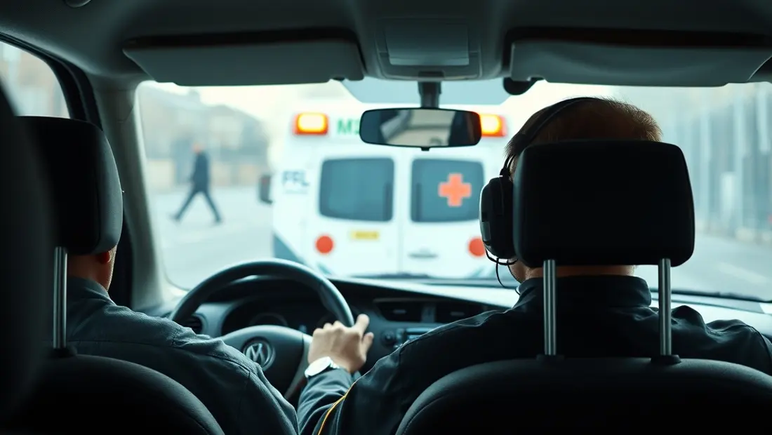 Chauffeur VSL en train de conduire une ambulance