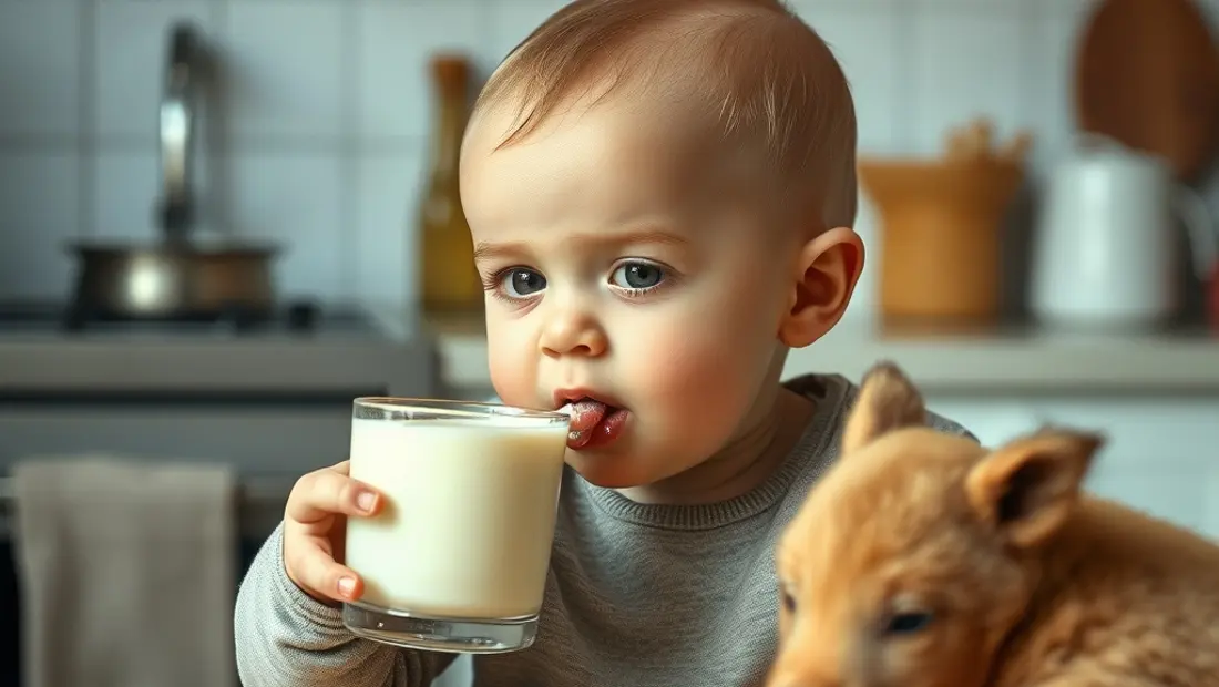 Bébé en train de boire du lait.