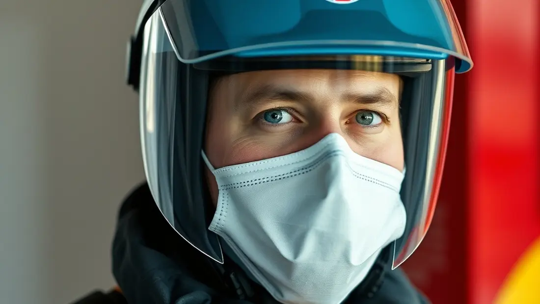 Ambulancier en tenue de protection