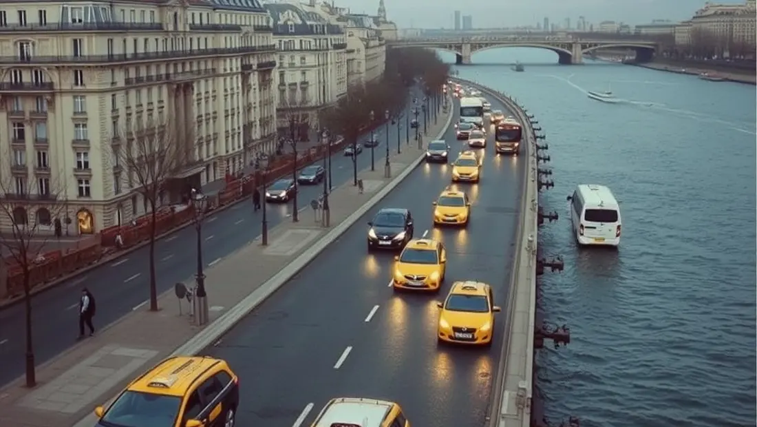 Vue de la Seine avec des véhicules