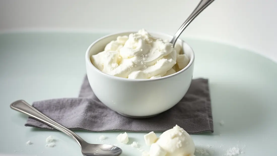 Bol de Skyr sur un tapis de bain