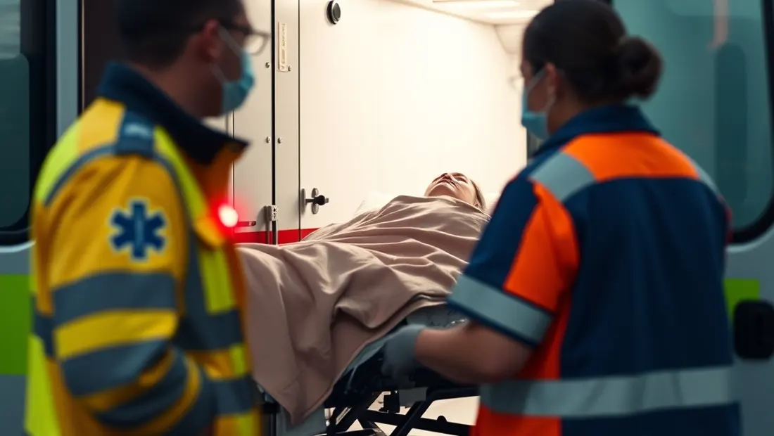 Ambulancier et patient dans une ambulance