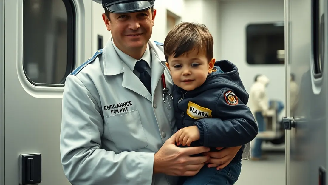 Médecin aidant un enfant dans une ambulance