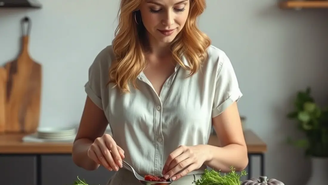 Une femme prépare un repas sain avec des légumes et des fruits.